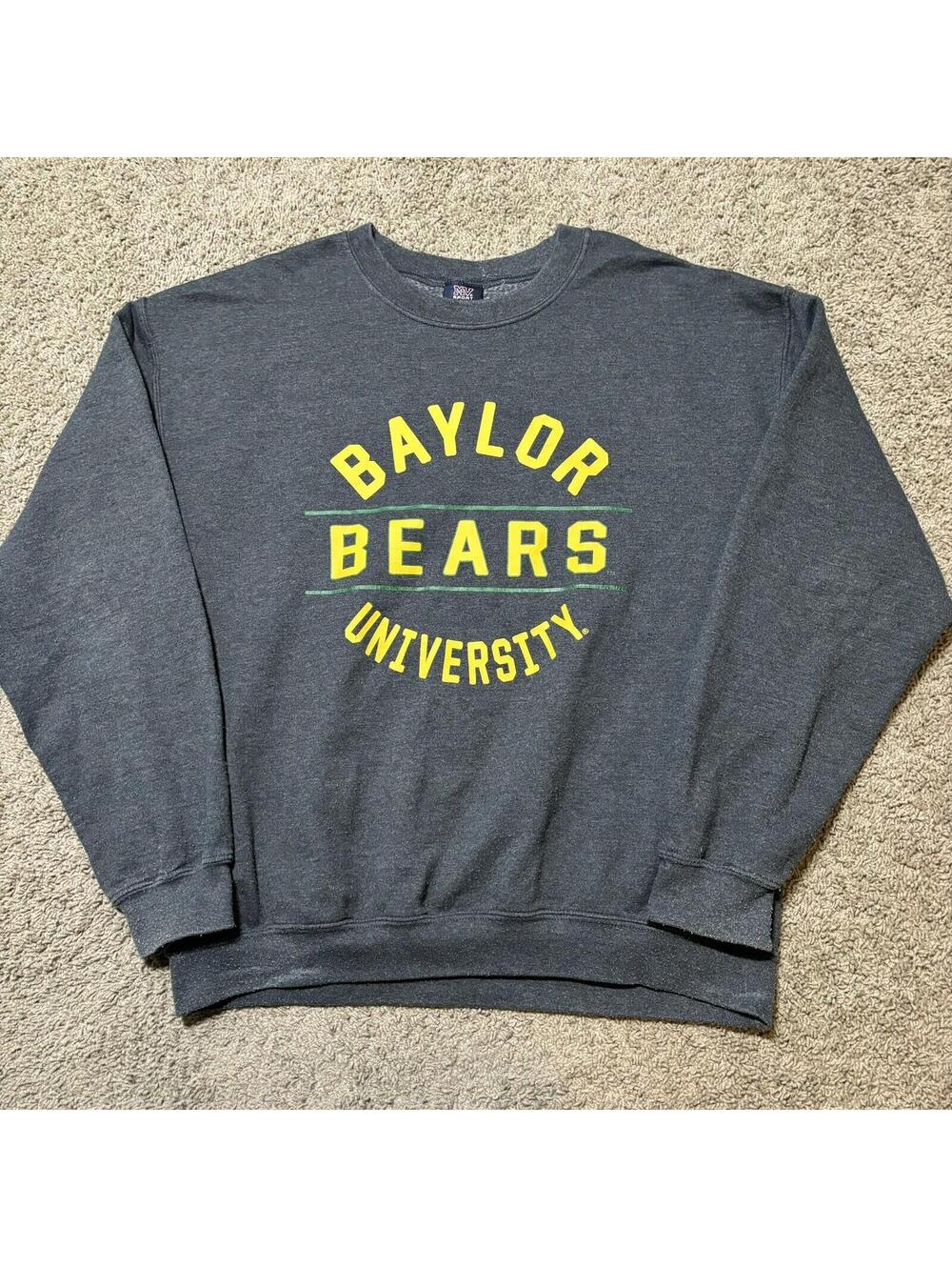 Vintage 90s University Of Baylor Bears Grey Crewneck Sweatshirt MV Sport Mens L